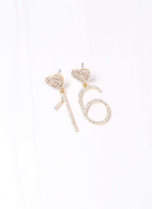 16 CZ Drop Earring Gold