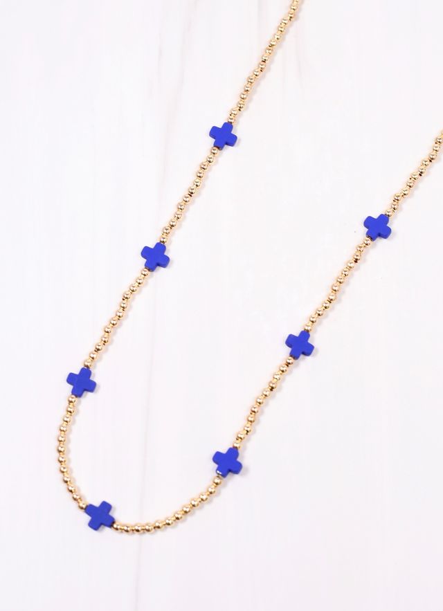 Kathy Necklace with Crosses BLUE