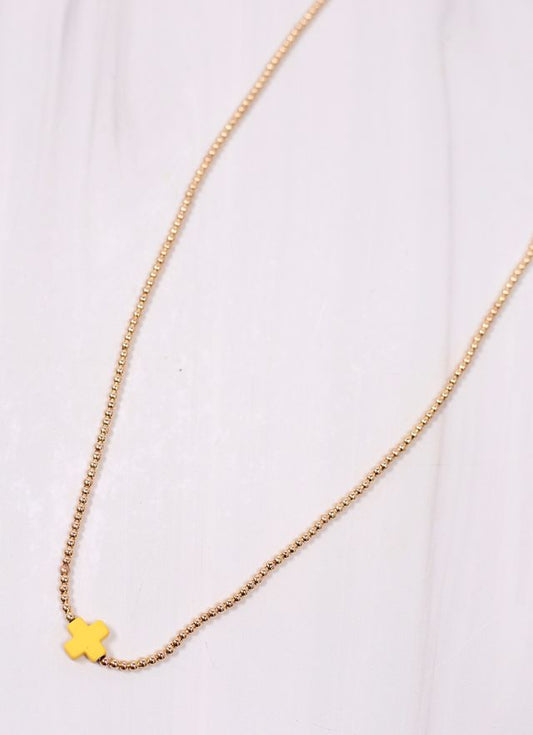 Rink Necklace with Cross Yellow