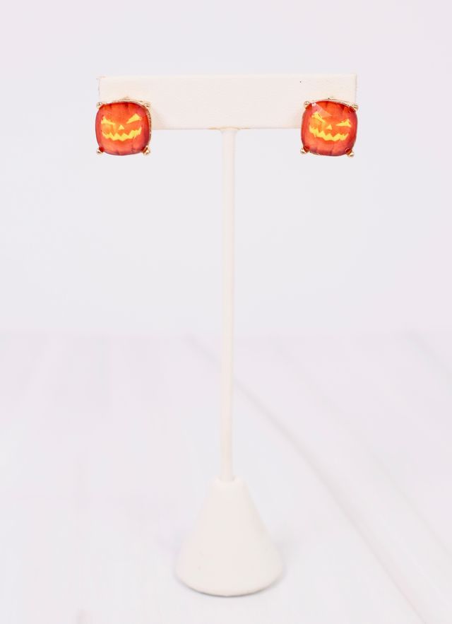 Jack o Lantern Stud Earring ORANGE