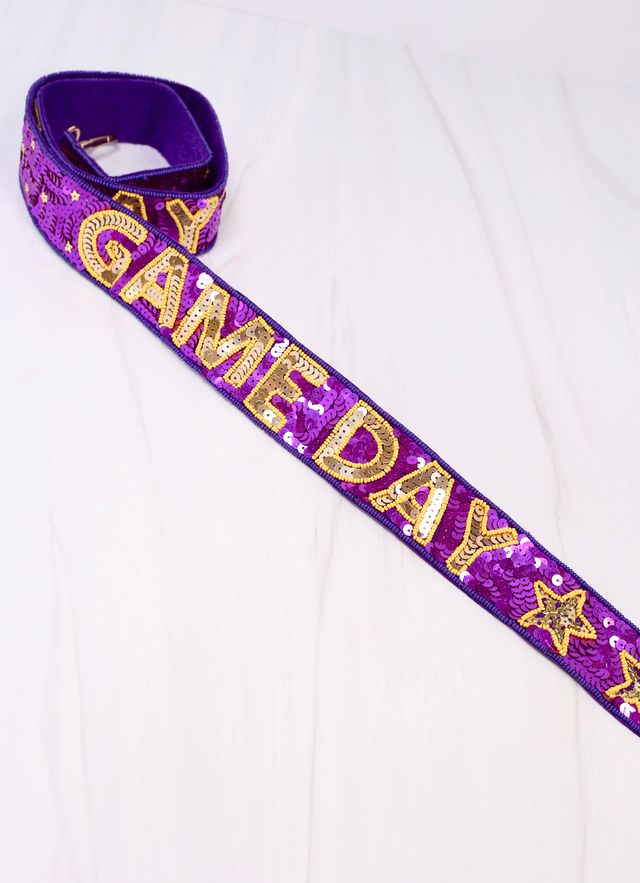 Game Day Star Sequin Strap PURPLE YELLOW