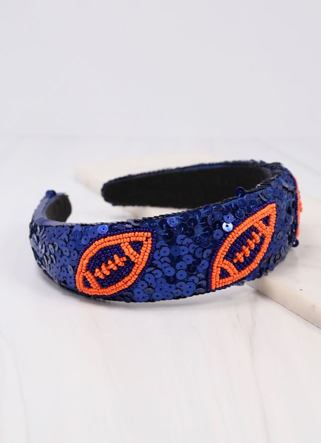 Punt Football Sequin Headband NAVY ORANGE