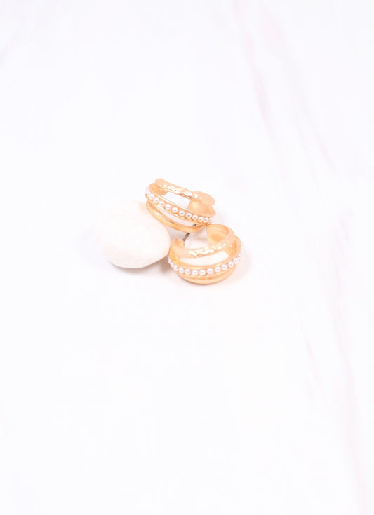 Wolverly Pearl Hoop Earring GOLD