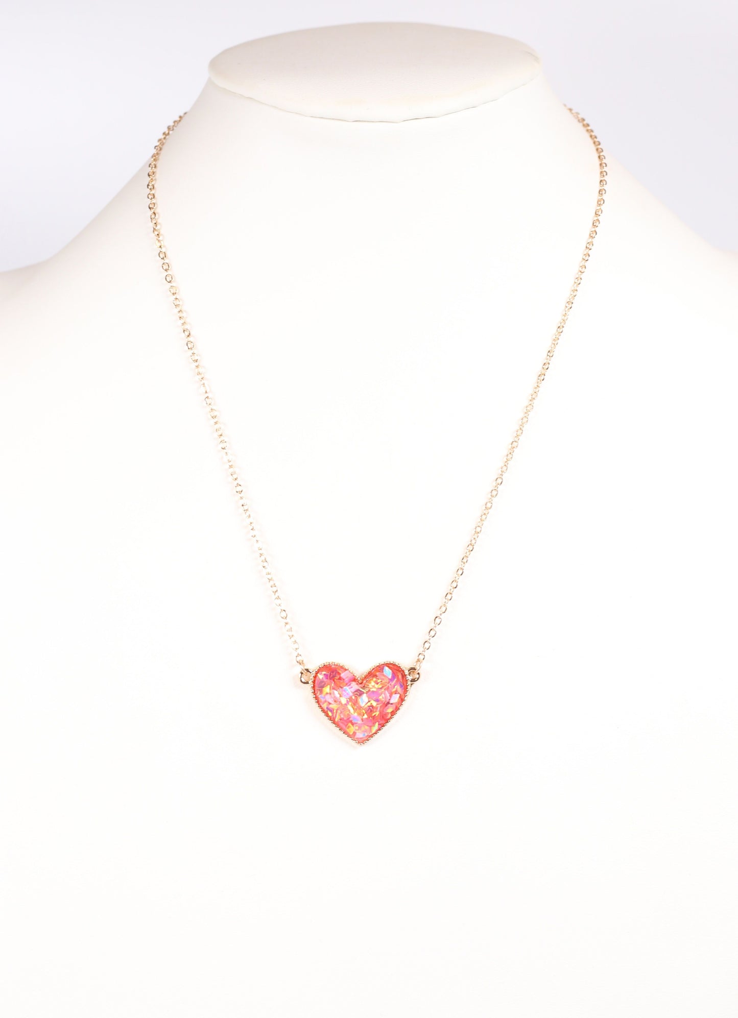 Hana Heart Confetti Necklace RED MULTI