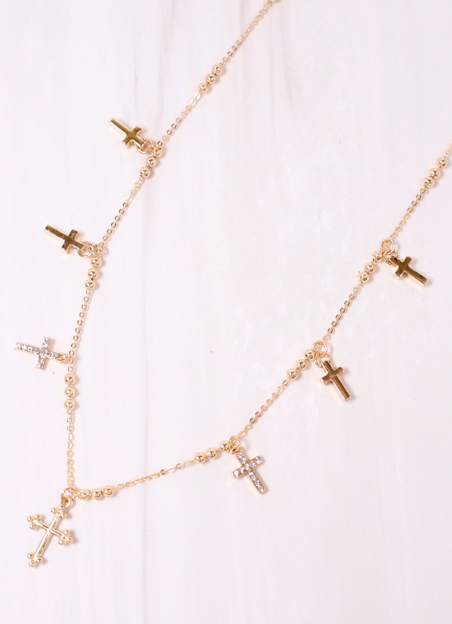 Truesdell Cross Charm Necklace GOLD