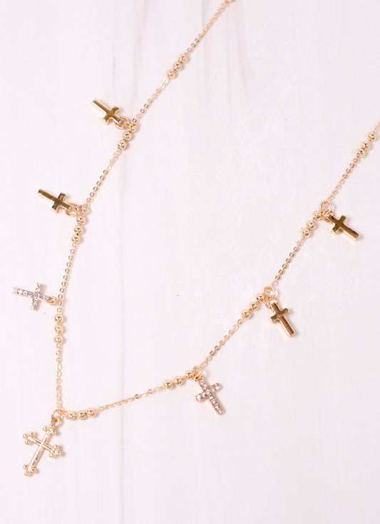 Truesdell Cross Charm Necklace GOLD