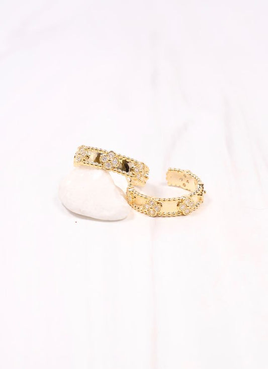 Leilah CZ Clover Hoop Earring GOLD