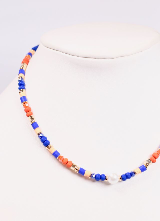 Oskar Beaded Necklace BLUE ORANGE