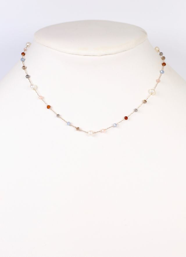 Linsley Beaded Necklace with Pearls GRAY MULTI