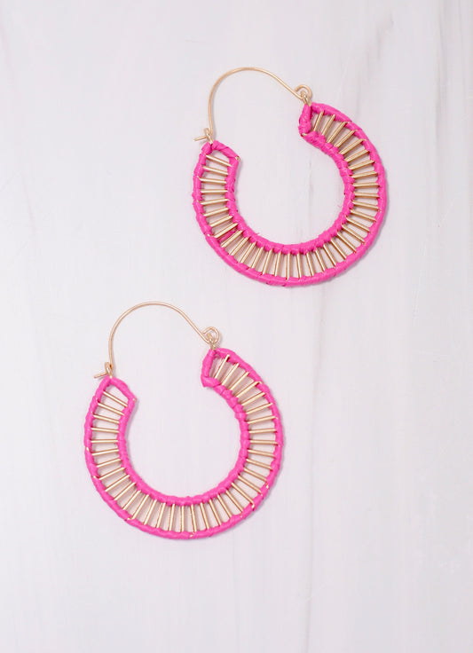 Shelburne Cutout Hoop Earring HOT PINK