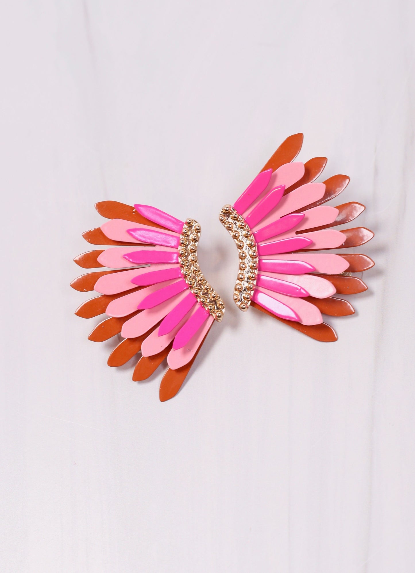 Fernie Metal Fan Earring Pink Multi