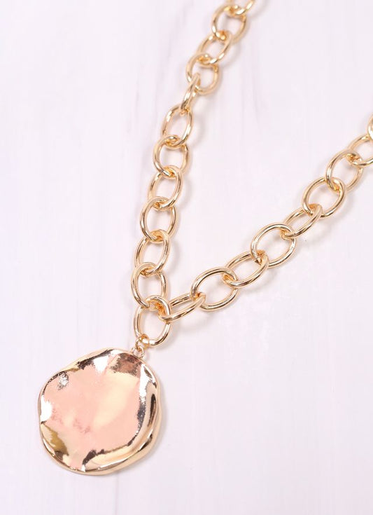 Davy Link Necklace with Circle Charm GOLD