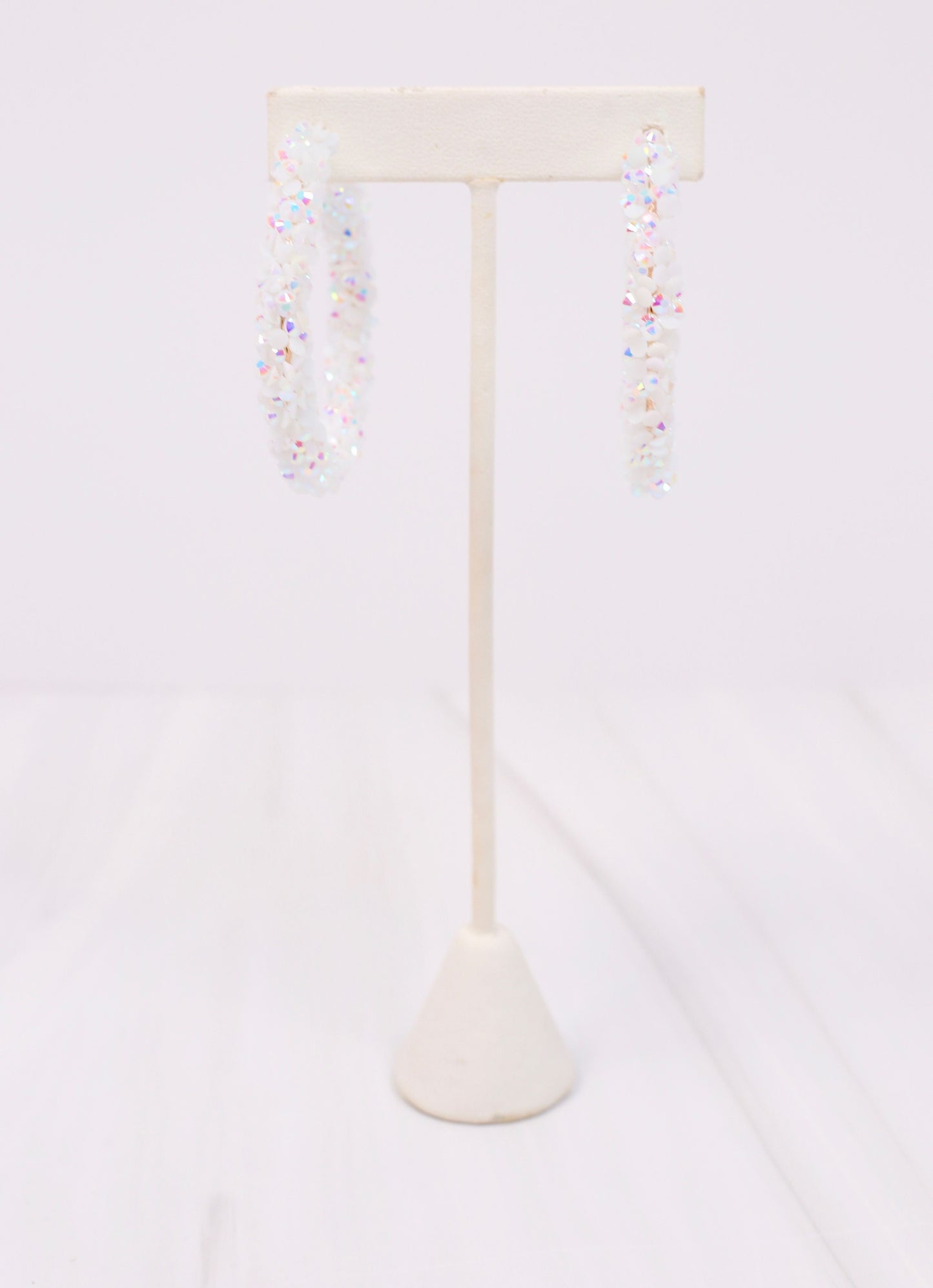 Granville Rhinestone Hoop Earring WHITE