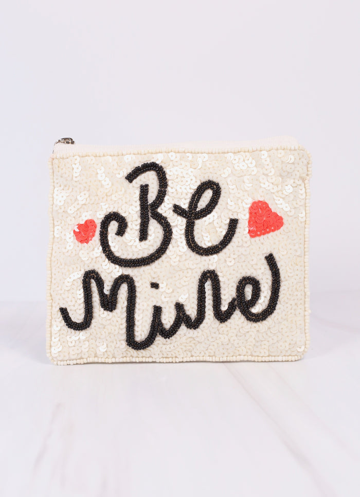 Be Mine Embellished Pouch IVORY