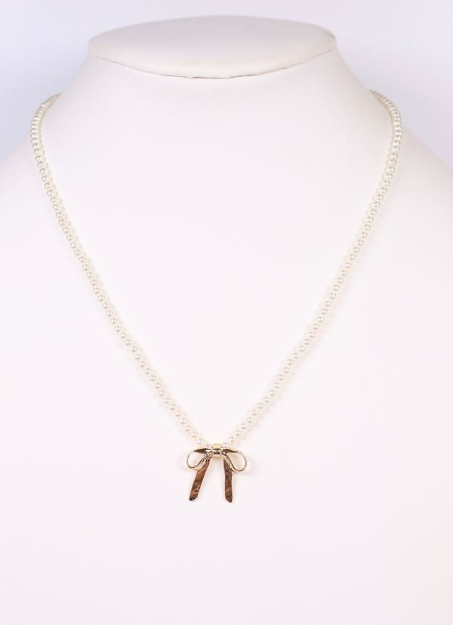 Ferrera Pearl Necklace with Bow IVORY
