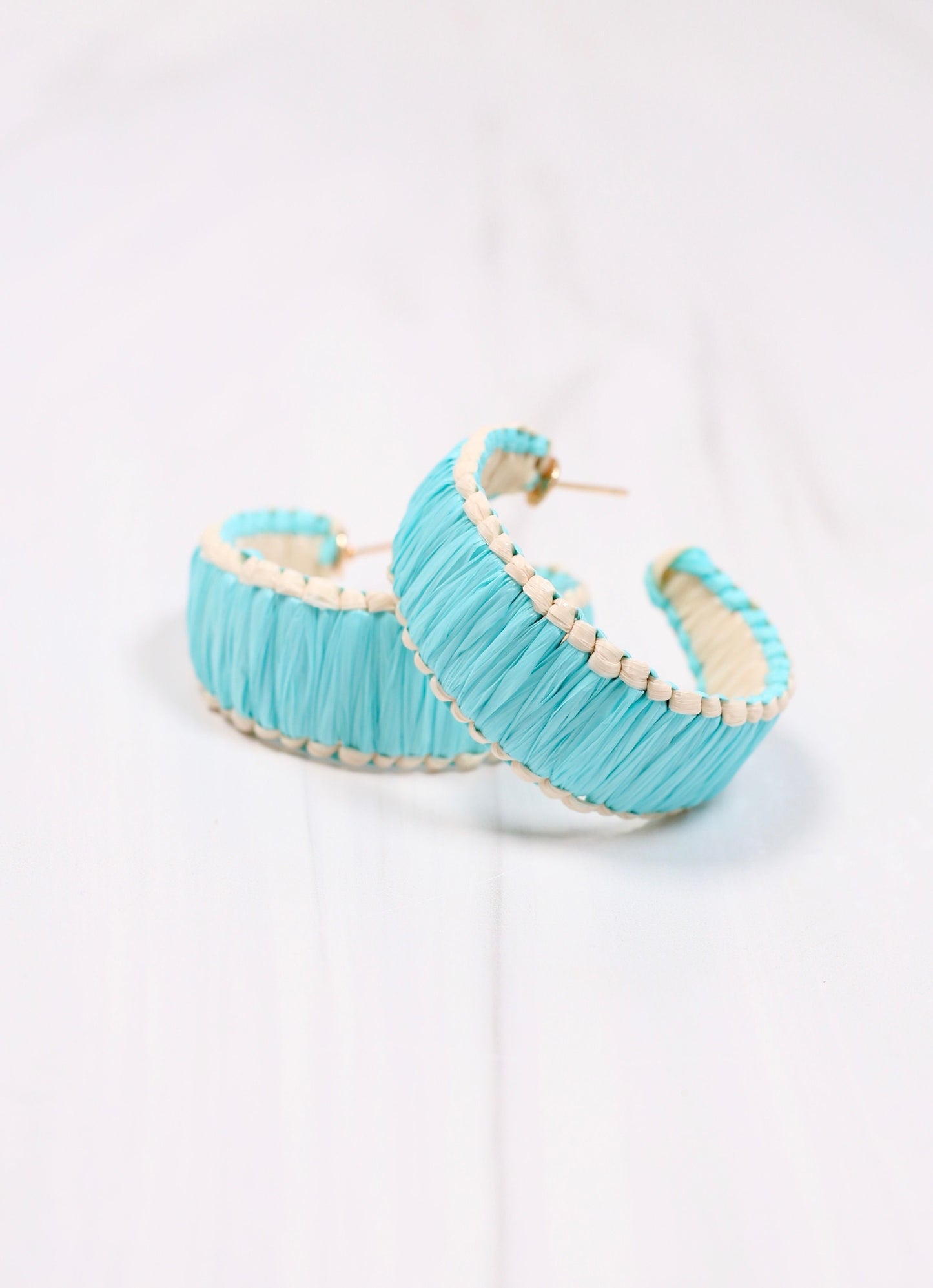 Trevone Raffia Hoop Earring AQUA