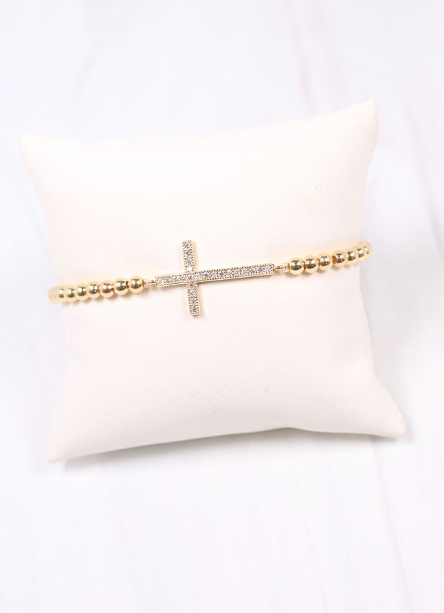 Paterson CZ Cross Bracelet Gold