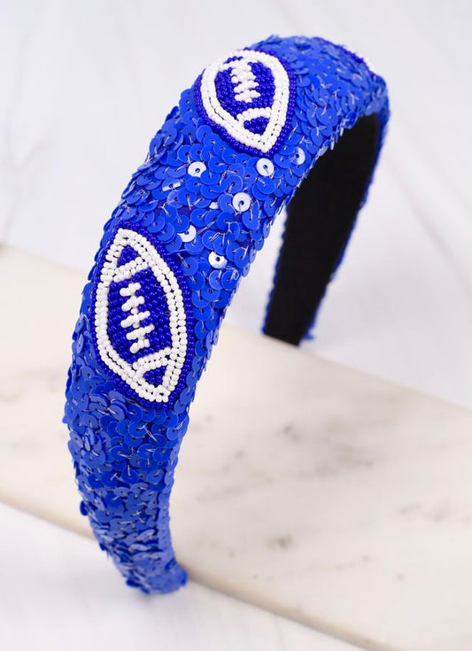 Punt Football Sequin Headband BLUE