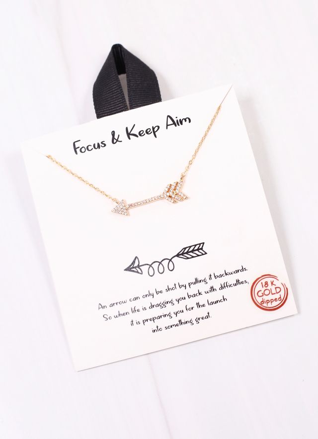 Focus & Keep Aim  Arrow Necklace GOLD