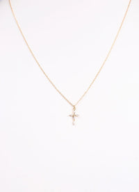 Jeanne CZ Cross Necklace GOLD