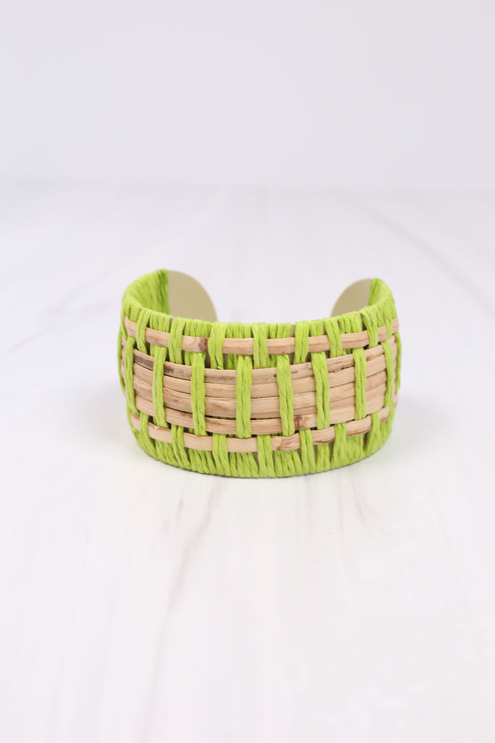 Leander Woven Cuff Bracelet LIME GREEN