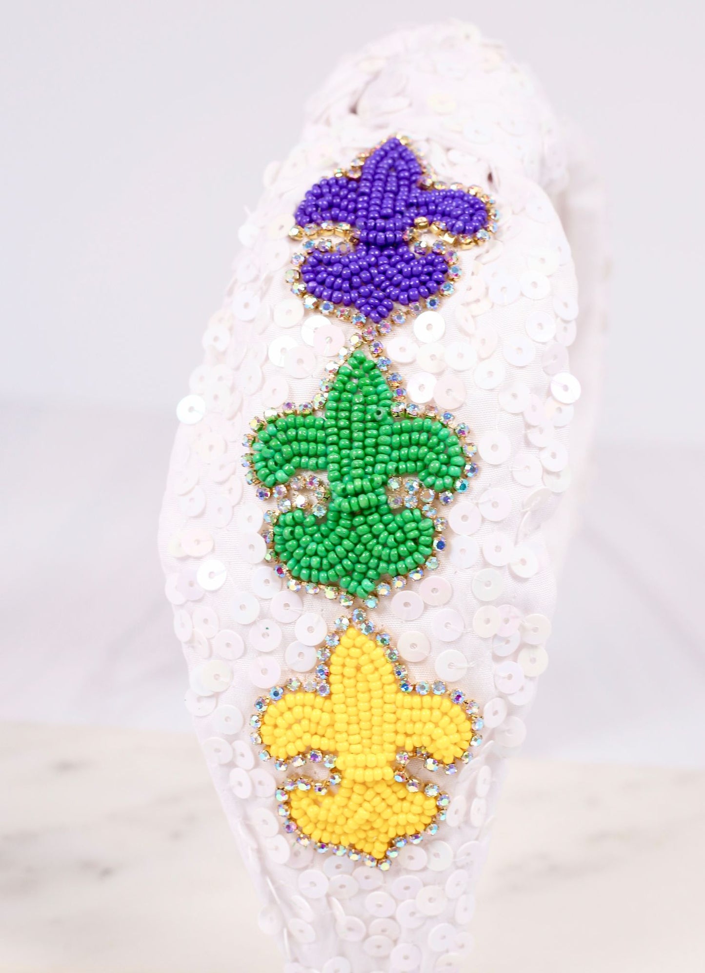 Life of the Mardi Sequin Headband WHITE MULTI