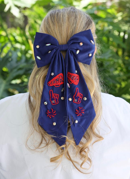 Cheer Them On Hair Bow NAVY RED