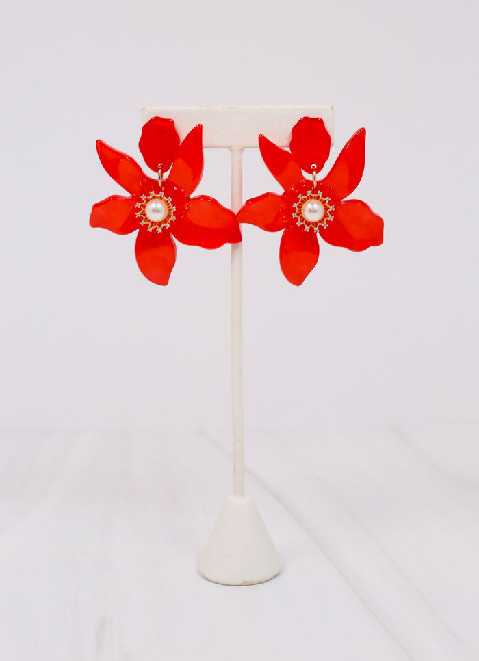 Elnora Flower Earring RED