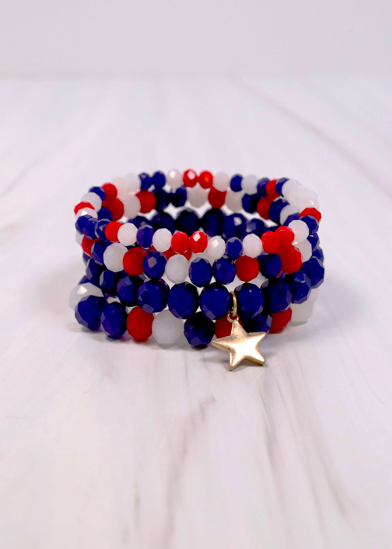 Gabriola Star Bracelet Set RED WHITE BLUE