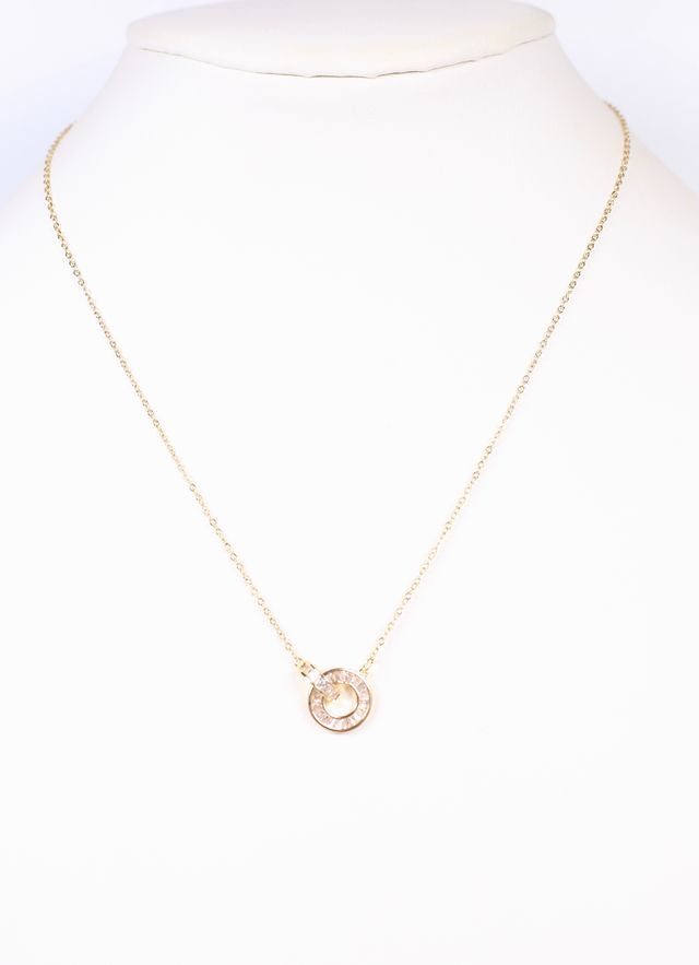 Brenton CZ Circle Necklace Gold