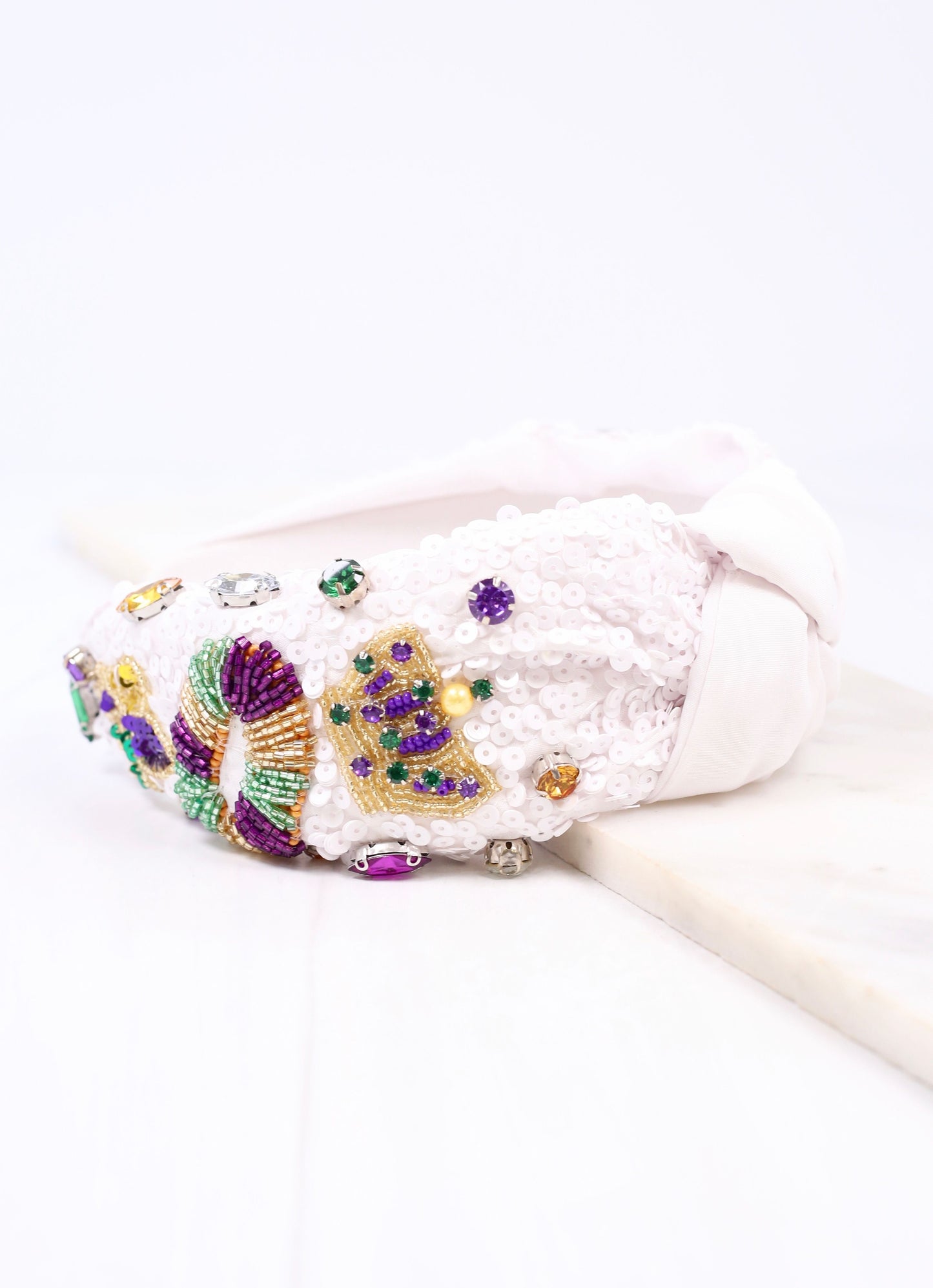 Mardi Party Krewe Headband WHITE