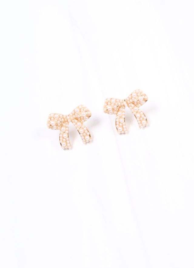 Paige Pearl Bow Earring GOLD