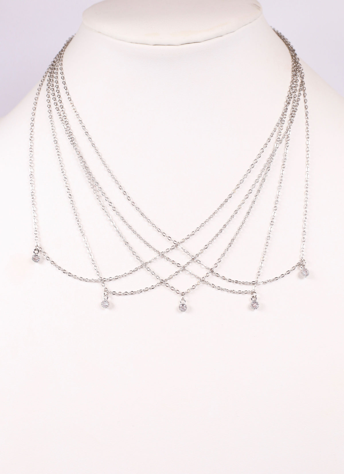 Rowley Layered CZ Necklace SILVER