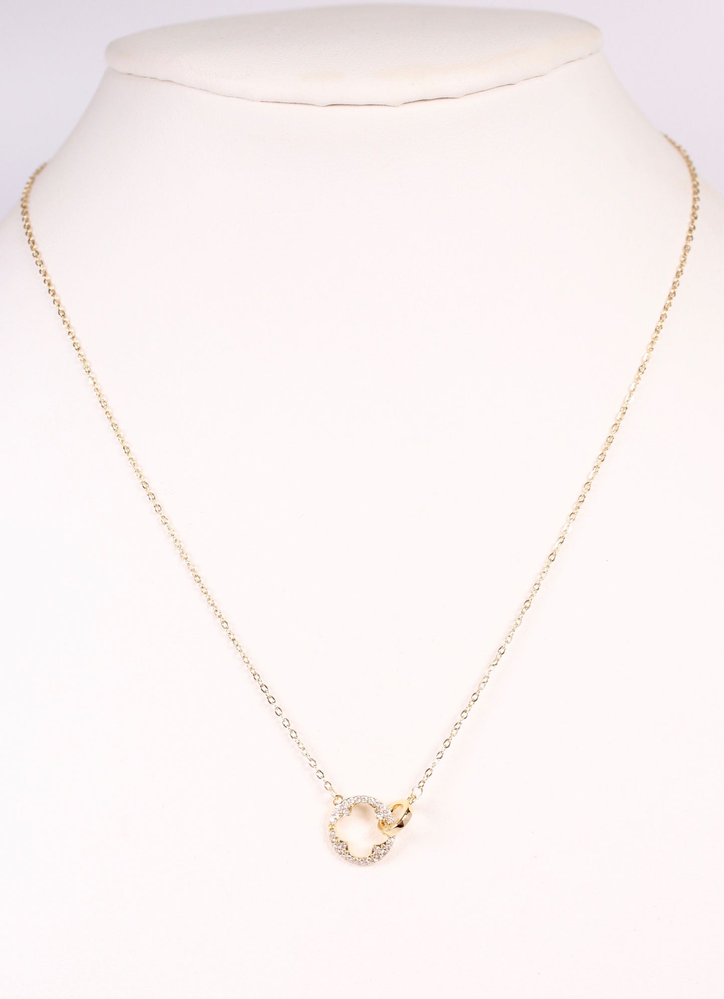 Tracey CZ Clover Necklace GOLD