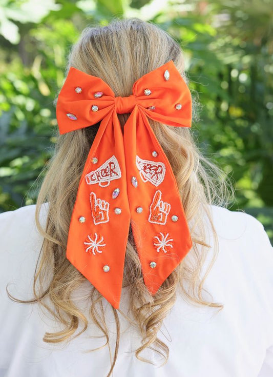 Cheer Them On Hair Bow Orange