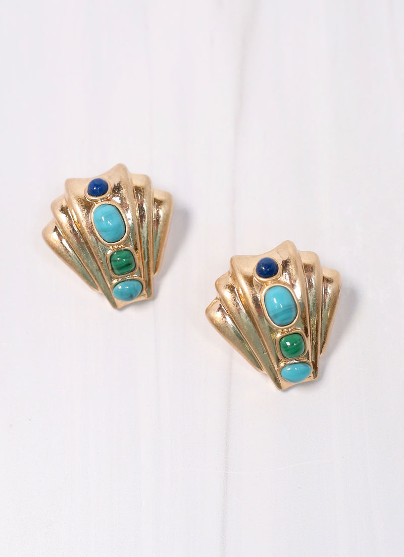 Honolulu Stone Shell Earring TURQUOISE