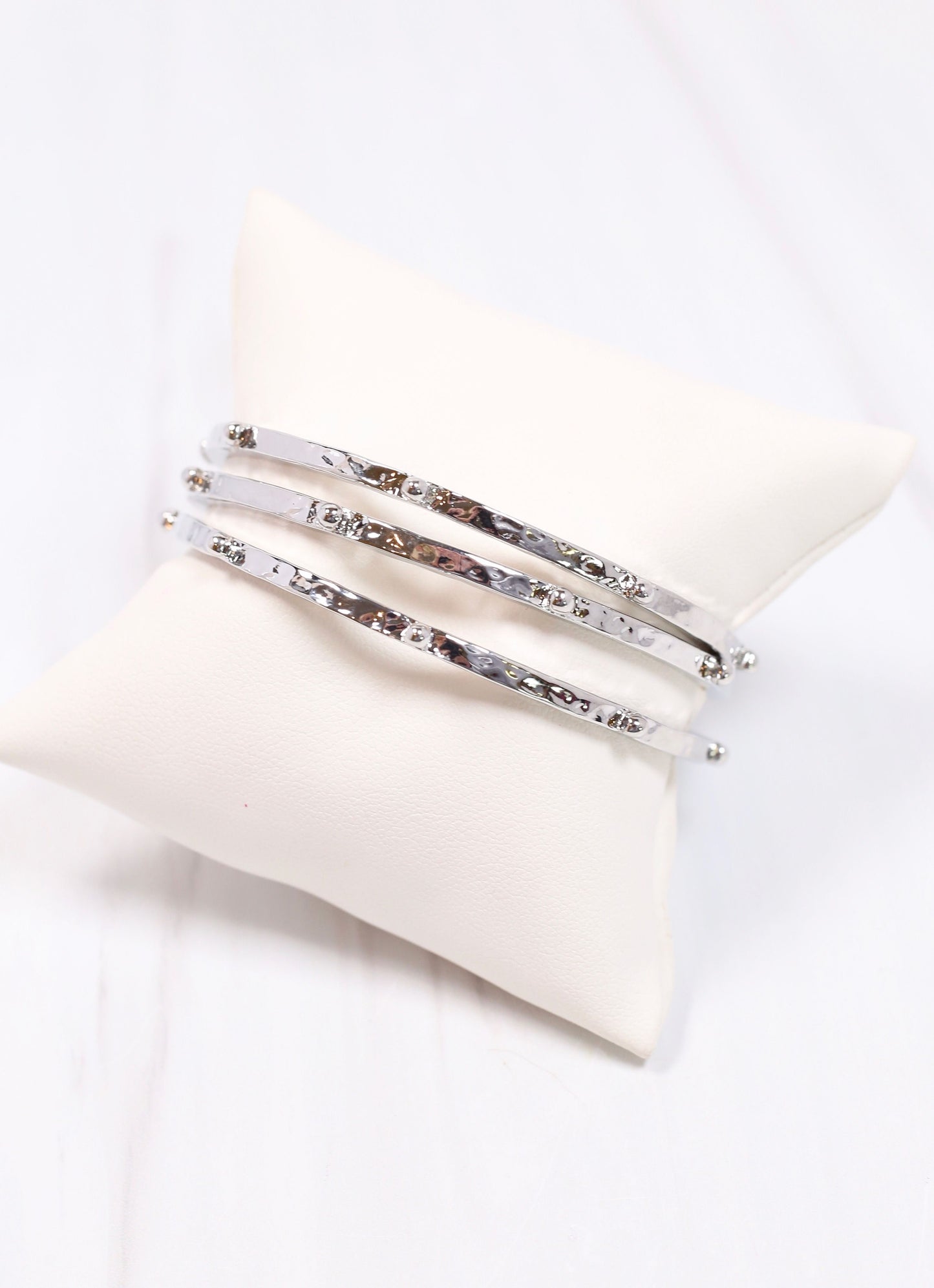 Burgen Hammered Bracelet Set SHINY SILVER