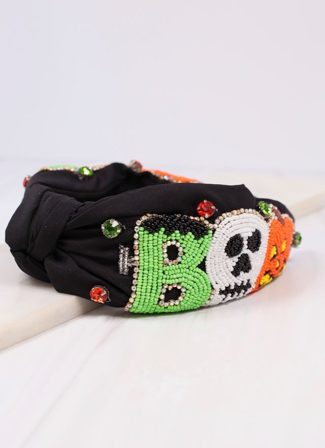 Haunted Boo Embellished Headband BLACK