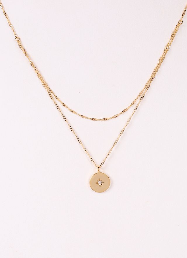 Burke Layered Necklace with Charm GOLD