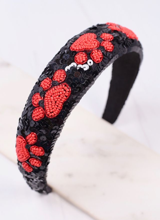 Sequin Pawty Headband BLACK RED