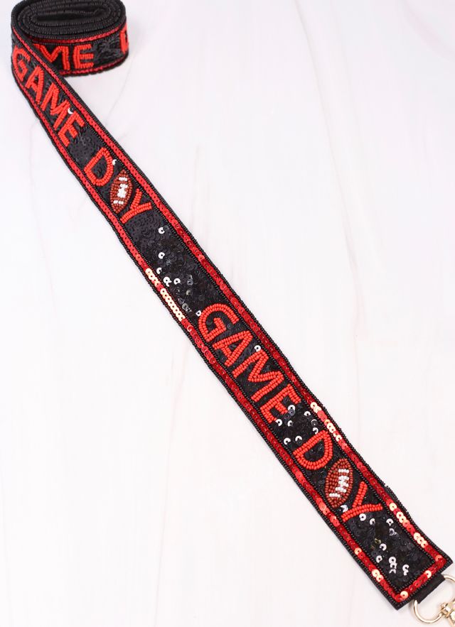 Game Day Sequin Strap BLACK RED