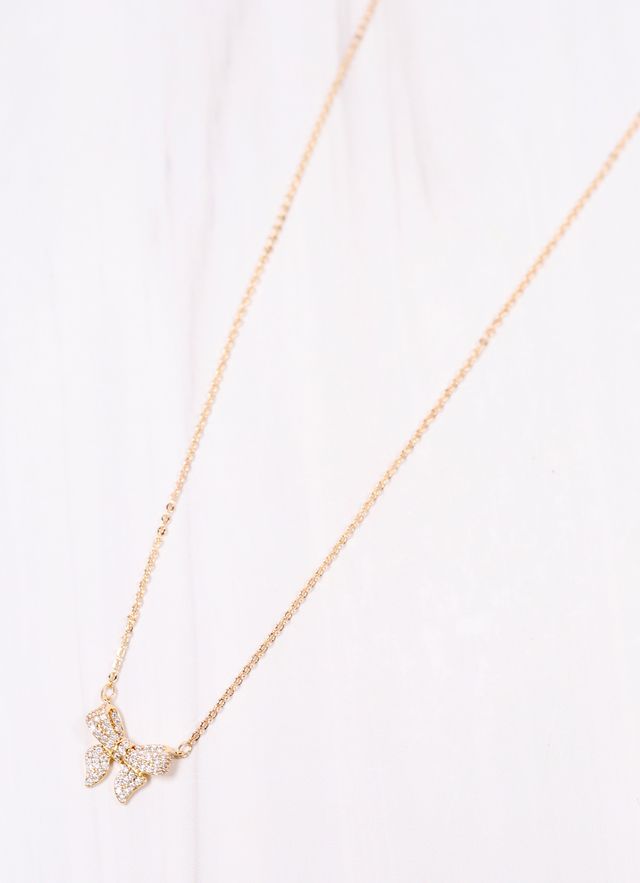 Jaquel CZ Bow Necklace GOLD