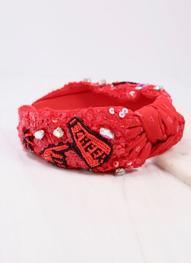 Cheer Sequin Headband RED BLACK