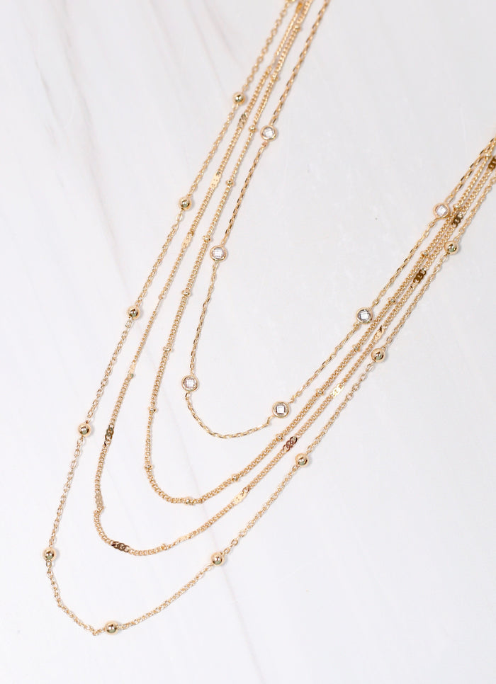 Authier Layered Necklace with CZs GOLD