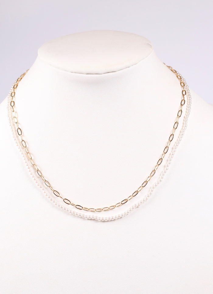 Vaughn Layered Pearl Necklace GOLD