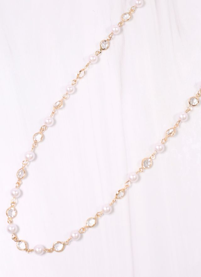 Lela Pearl and CZ necklace Gold