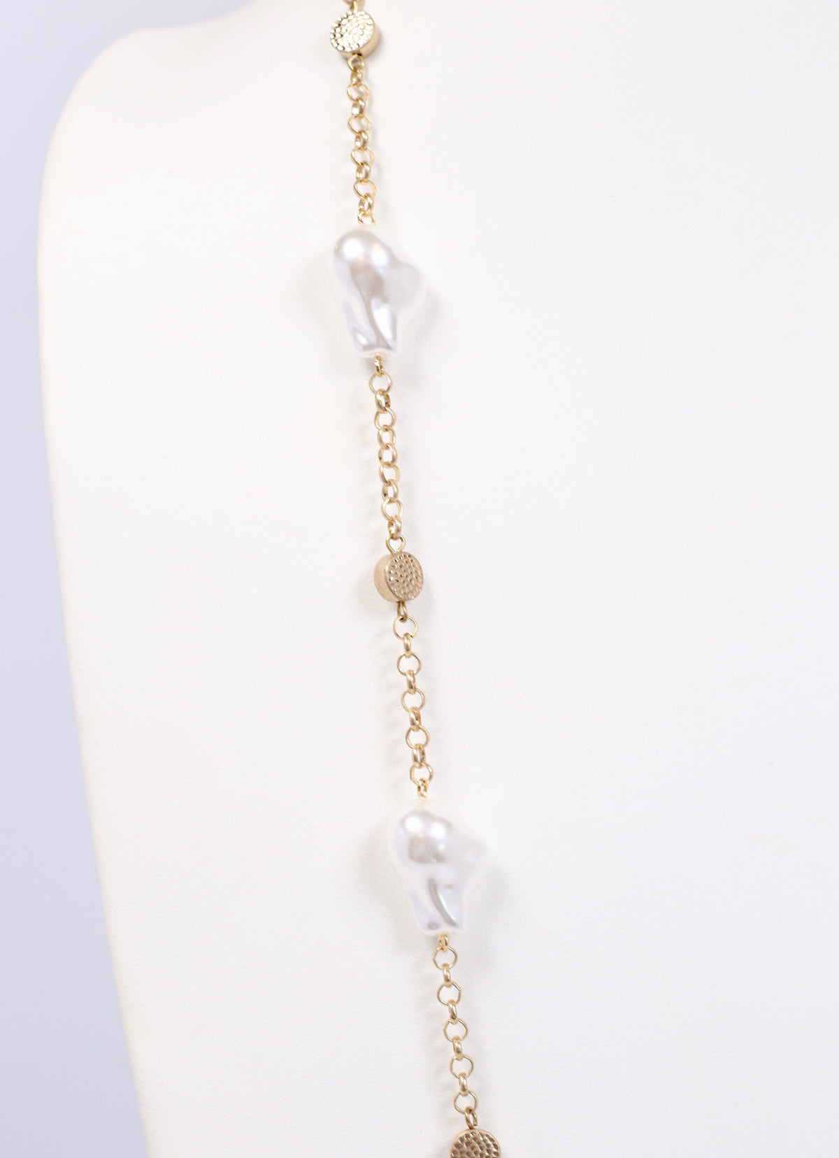 Glenella Long Pearl Necklace GOLD