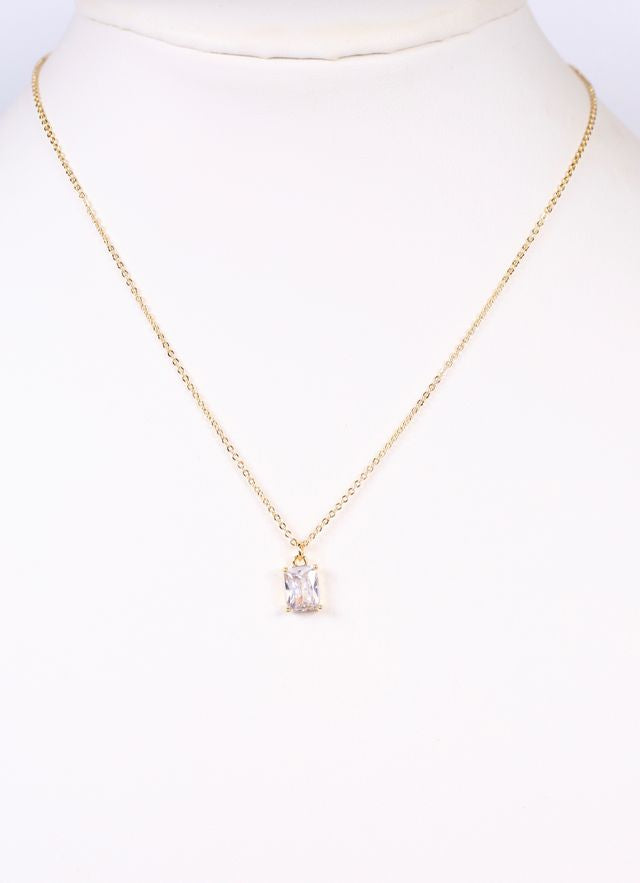 Anthonie CZ Stone Necklace GOLD