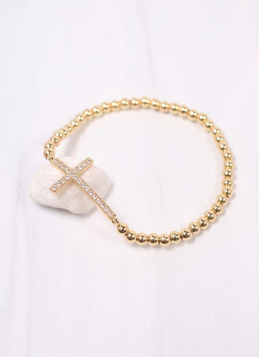 Paterson CZ Cross Bracelet Gold