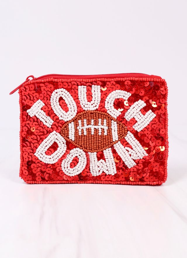 Touch Down Sequin Pouch RED